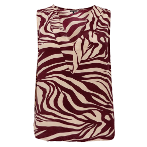 Black Colour BCLuna V-neck Top - Berry Zebra