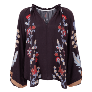 Black Colour BCMarigold Blouse - Chocolate Flower