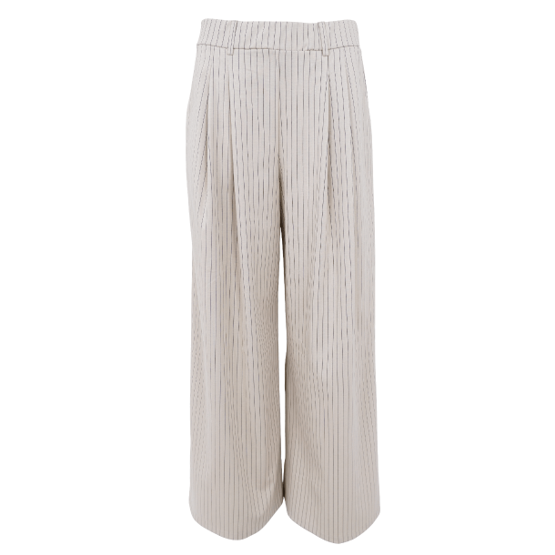 Black Colour Bukser - BCMilano Wideleg Pant - Creme Stripe