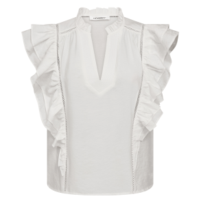 Co'couture Top - CallumCC Lace Frill V-Top - White