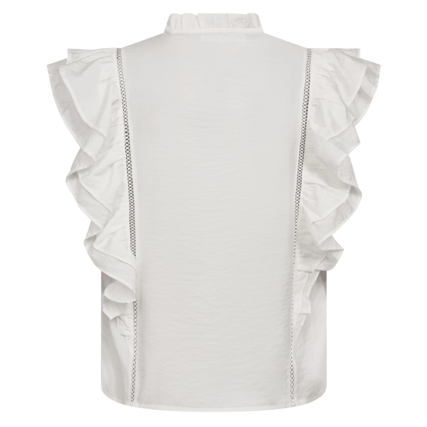 Co'couture Top - CallumCC Lace Frill V-Top - White
