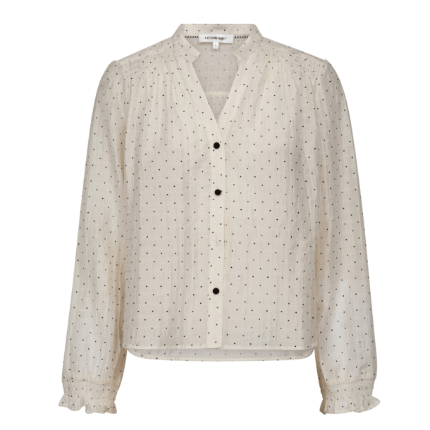 Co'couture Skjorte - DallyCC Dot V-shirt - Off White
