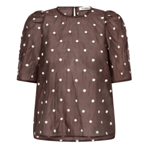 Co'couture Skjorte - DitaCC Dot SS Blouse - Dark Brown