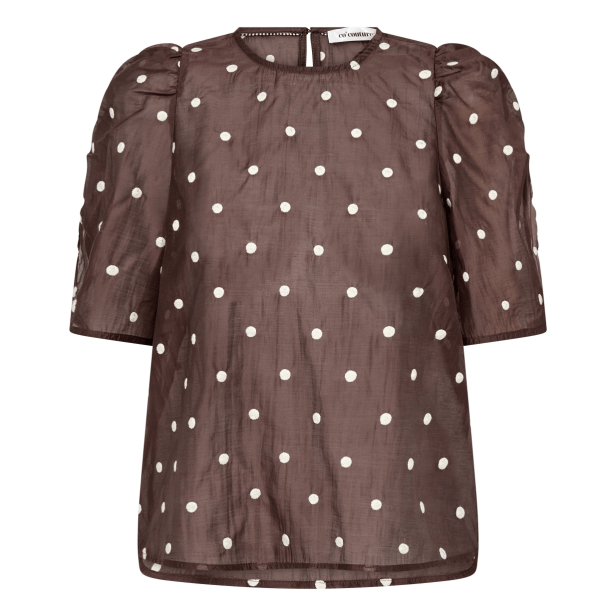 Co'couture Skjorte - DitaCC Dot SS Blouse - Dark Brown