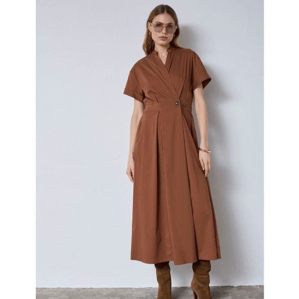 Co'couture Kjole - ElaraCC Wrap SS Dress - Suntan