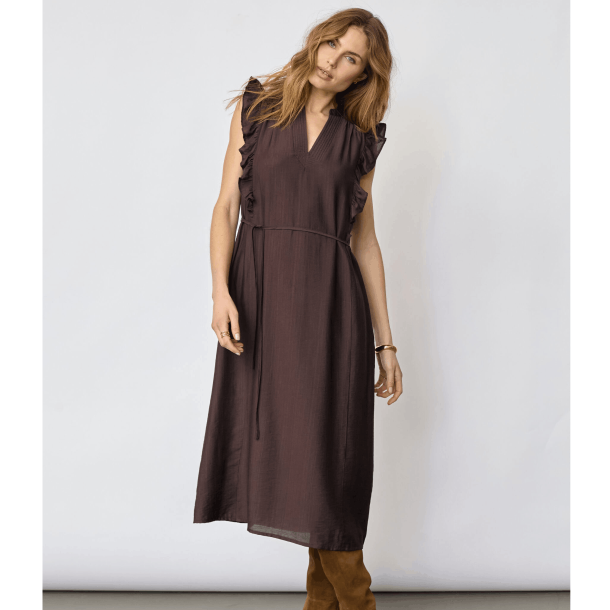 Co'couture Kjole - HeraCC SS Frill Dress - Dark Brown