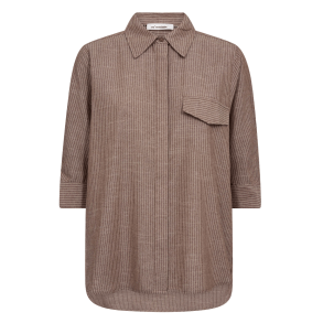 Co'couture skjorte - JihoCC Stripe SS Shirt - Brown