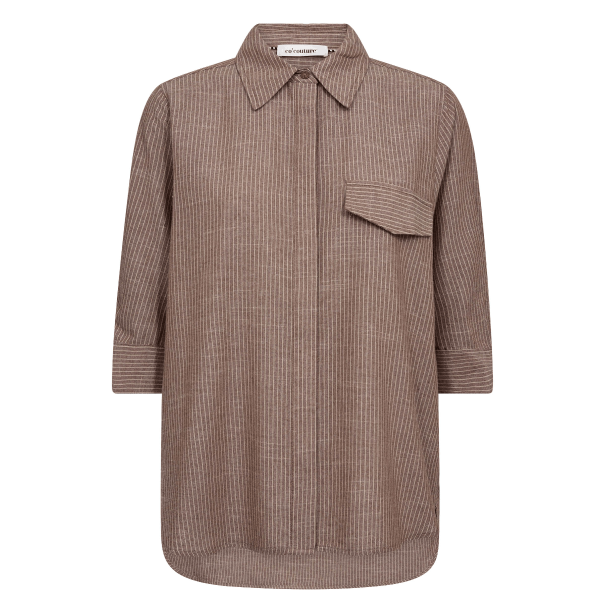 Co'couture skjorte - JihoCC Stripe SS Shirt - Brown