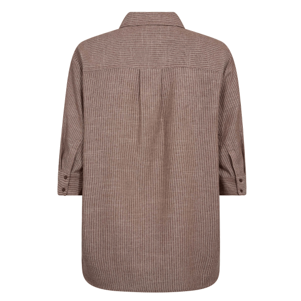 Co'couture skjorte - JihoCC Stripe SS Shirt - Brown