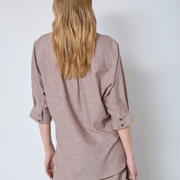 Co'couture skjorte - JihoCC Stripe SS Shirt - Brown