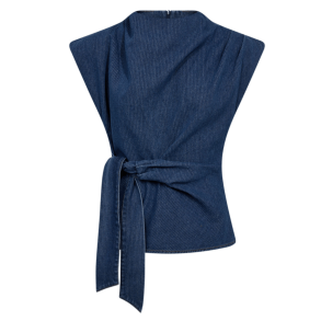 Co'couture Top - KimmyCC Pleat Top - Dark Denim