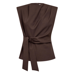 Co'couture Top - LunaCC Pleat Top - Dark Brown