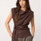 Co'couture Top - LunaCC Pleat Top - Dark Brown