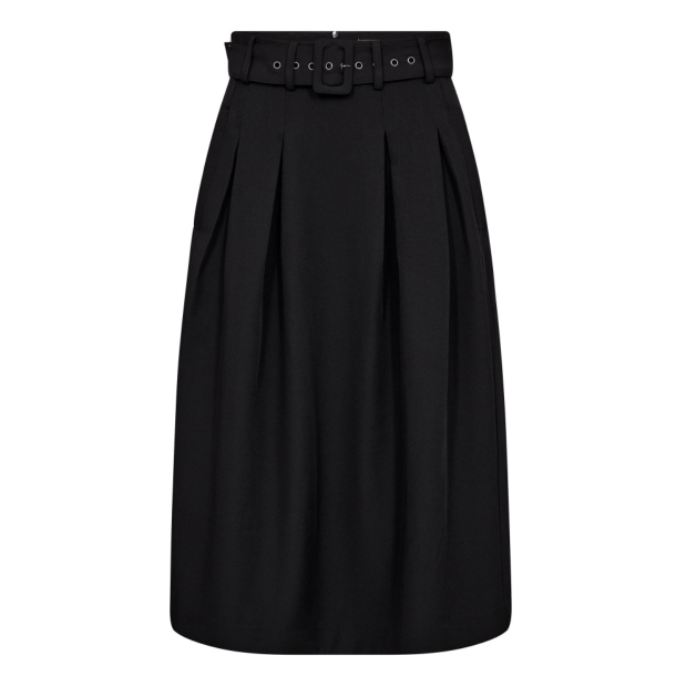 Co'couture Nederdel - LunaCC Belt Midi Pleat Skirt - Black