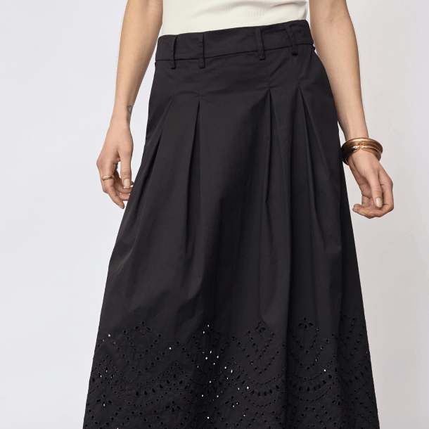 Co'couture Nederdel - PoppyCC Pleat Scallop Skirt - Black
