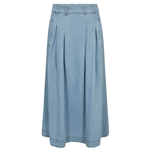 Co'couture Nederdel - TillyCC Anya Pleat Skirt - Fade Denim