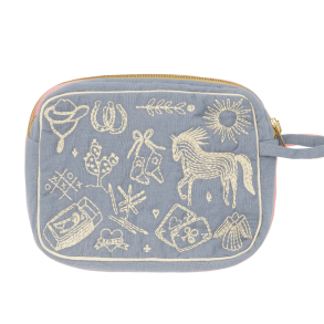 Habiba Polly Embroidery Makeup Clutch - Sea