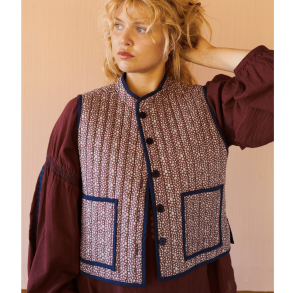 Habiba Autumn Leaf - Short Quilted Waistcoat - Burgundy