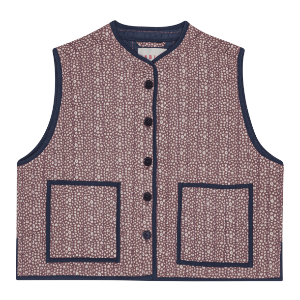 Habiba Autumn Leaf - Short Quilted Waistcoat - Burgundy