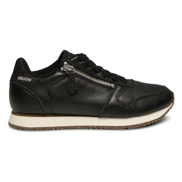 Woden Ydun Leather Zipper Sneakers - Black