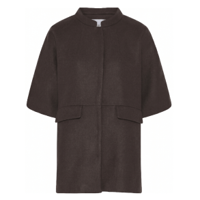 La Rouge Jakke - Anette Wool Cape Short - Dark Brown Melange