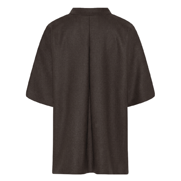 La Rouge Jakke - Anette Wool Cape Short - Dark Brown Melange