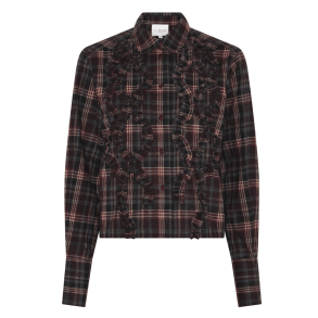 La Rouge Skjorte - Isa Cropped Shirt - Grey / Wine Checks
