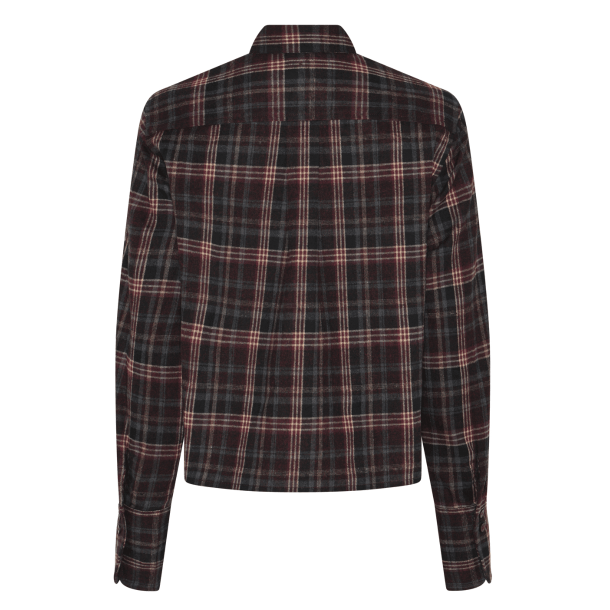 La Rouge Skjorte - Isa Cropped Shirt - Grey / Wine Checks