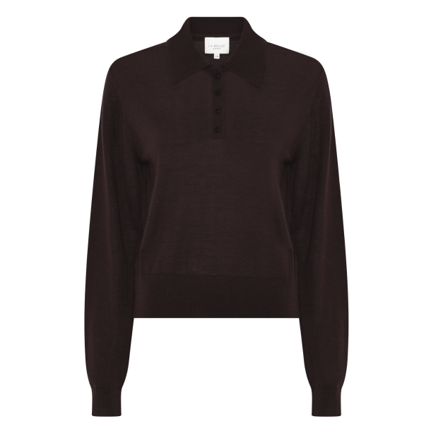 La Rouge Bluse - Merlin L/S Poloshirt - Dark Brown