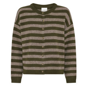 La Rouge Strik - Sisse Striped Cardigan - Green Camel Melange