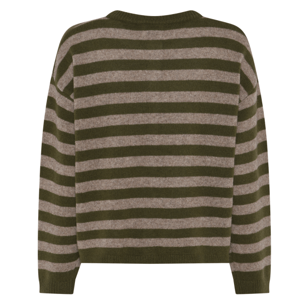 La Rouge Strik - Sisse Striped Cardigan - Green Camel Melange