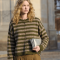 La Rouge Strik - Sisse Striped Cardigan - Green Camel Melange
