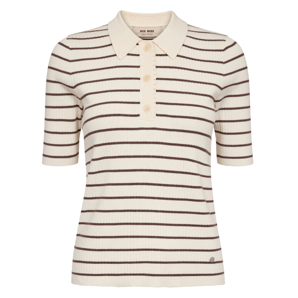Mos Mosh T-shirt - MMCaliz Stripe SS Knit - Coffee Quartz