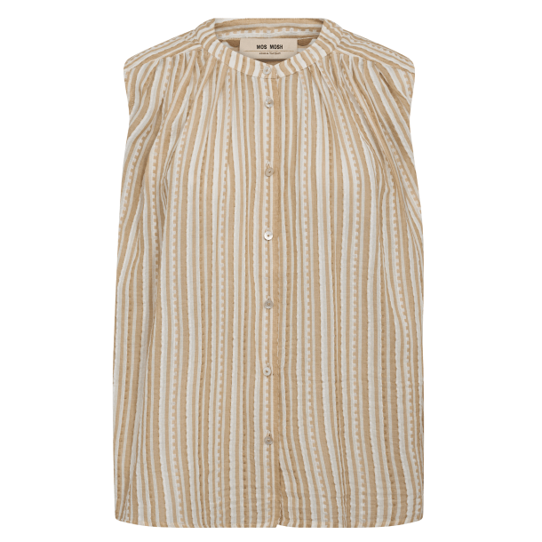 Mos Mosh Bluse - MMAmelia Stripe SL Blouse - Sesame