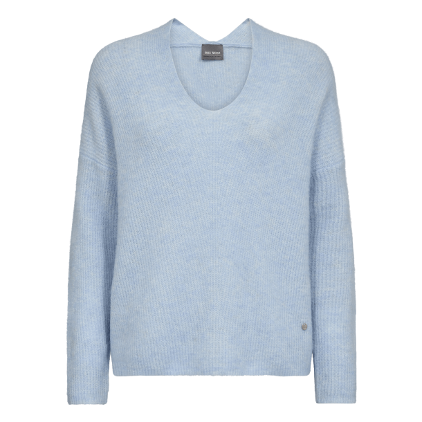 Mos Mosh Strik - MMThora V-neck Knit - Cashmere Blue