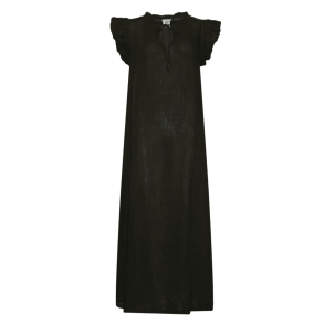 Tiffany Kjole - Etta Frill Long Dress Linen - Black