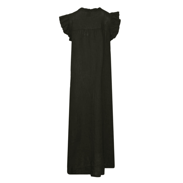 Tiffany Kjole - Etta Frill Long Dress Linen - Black