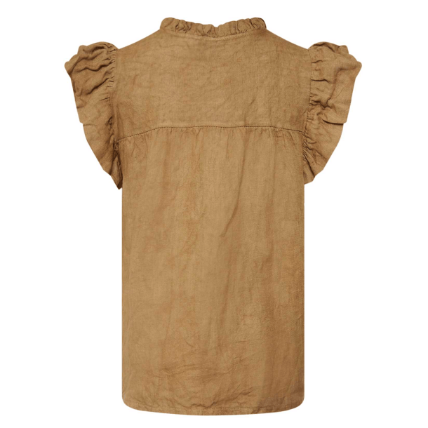 Tiffany Top - Etta Frill Top Linen - Light Brown