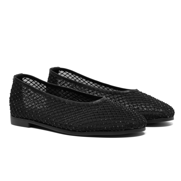 Woden Shoe the Bear Ballerina - Adeline Fishnet - Black