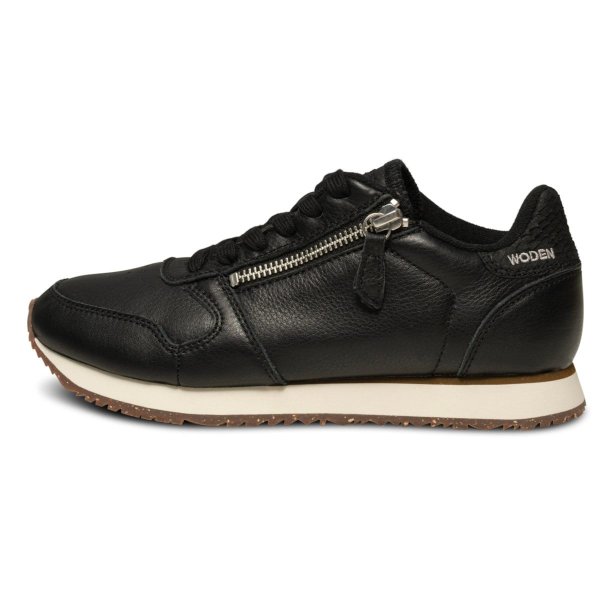 Woden Ydun Leather Zipper Sneakers - Black