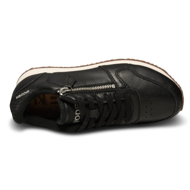 Woden Ydun Leather Zipper Sneakers - Black