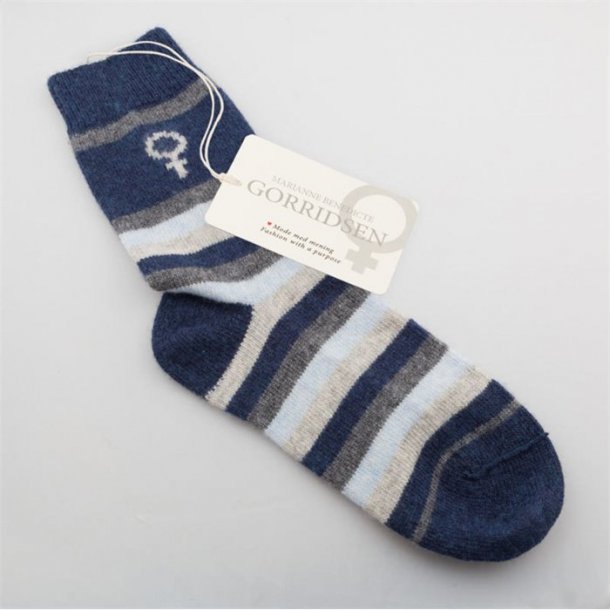 Gorridsen Strmper - Magnolia Striped Grey Blue
